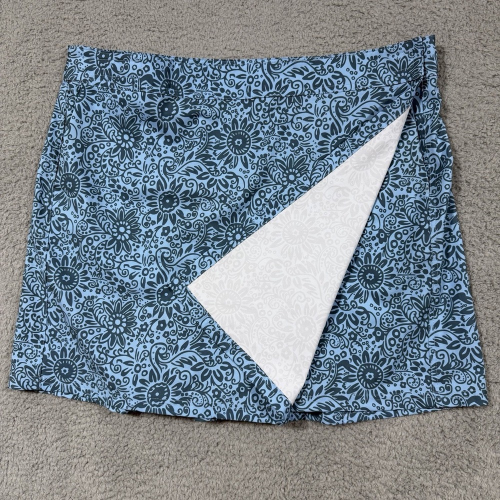 RipSkirt Hawaii XXL 2XL Blue Floral Wrap Swim Skirt Coverup Pockets Length 2